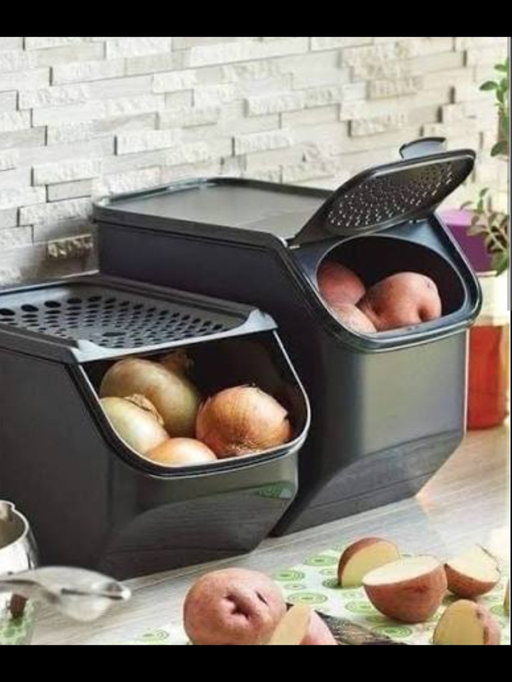 Tupperware Black Potato And Onion Smart Container Set